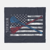 Lacrosse Sticks Patriot Flag gepersonaliseerd Fleece Deken (Voorkant (Horizontaal))