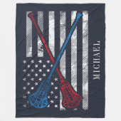 Lacrosse Sticks Patriottische  vlag Personaliseren Fleece Deken (Voorkant)