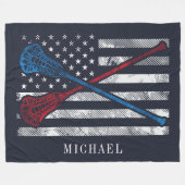 Lacrosse Sticks Patriottische  vlag Personaliseren Fleece Deken (Voorkant (Horizontaal))