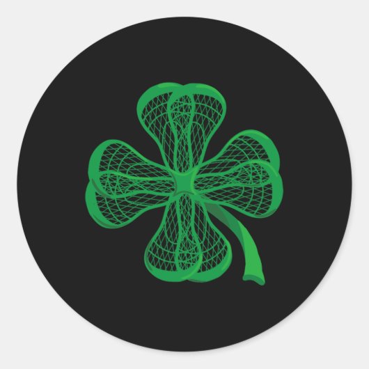 Lacrosse Sticks Shamrock Clover Irish Lucky Lax Gi Ronde Sticker (Voorkant)