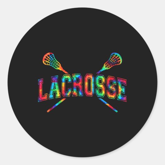 Lacrosse Stropdas-dye Crossed Sticks Cool Lax Gear Ronde Sticker (Voorkant)
