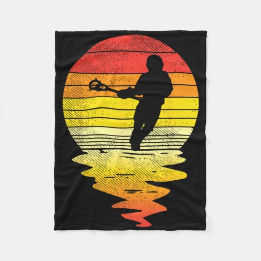 Lacrosse Sunset Retro Lax Player Coach Team Mannen Fleece Deken (Voorkant)