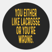 Lacrosse T Shirt Lacrosse Kleding T-shirt Gear Ronde Sticker (Voorkant)