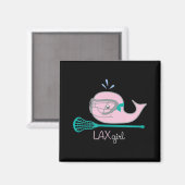 Lacrosse T - shirts voor meisjes Roze walvismasker Magneet (Voorkant / Achterkant)