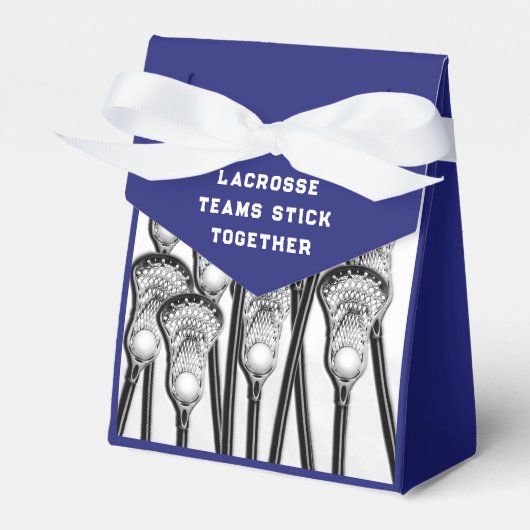 Lacrosse Team Blue Favor Box Bedankdoosjes (Voorkant Zijde)