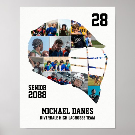 Lacrosse Team Custom Senior Night Photo Collage Poster (Voorkant)