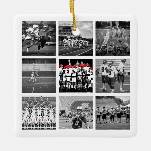 Lacrosse Team Foto Sport School Naam Jaar Keramisch Ornament (Voorkant)