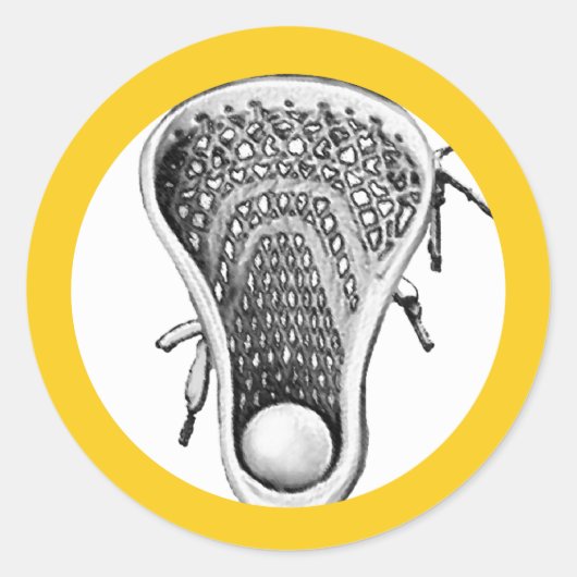 Lacrosse Team Geel Klassieke Ronde Sticker (Voorkant)