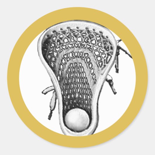 Lacrosse Team Gold Classic Round Sticker (Voorkant)