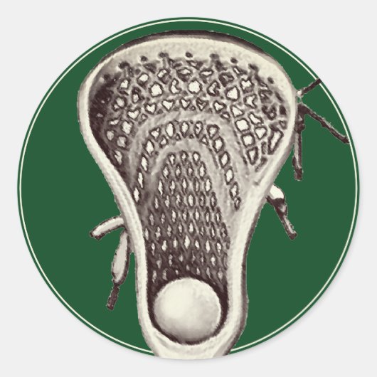 Lacrosse Team Green Classic Round Sticker (Voorkant)