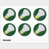 Lacrosse Team Green Classic Round Sticker (Vel)