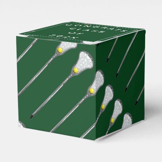 Lacrosse Team Green Favor Box Bedankdoosjes (Voorkant Zijde)