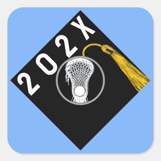 Lacrosse Team Hogere Nacht Licht Blauw Vierkante Sticker (Voorkant)