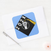 Lacrosse Team Hogere Nacht Licht Blauw Vierkante Sticker (Envelop)