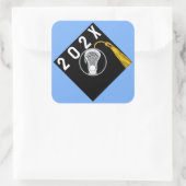 Lacrosse Team Hogere Nacht Licht Blauw Vierkante Sticker (Tas)