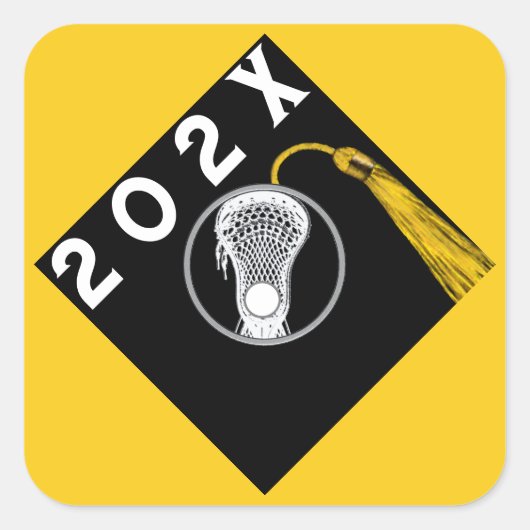 Lacrosse Team Hogere Nachtgeel Square Sticker (Voorkant)
