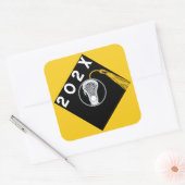 Lacrosse Team Hogere Nachtgeel Square Sticker (Envelop)