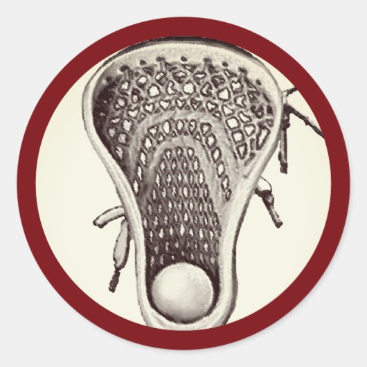 Lacrosse Team Maroon Classic Round Sticker (Voorkant)
