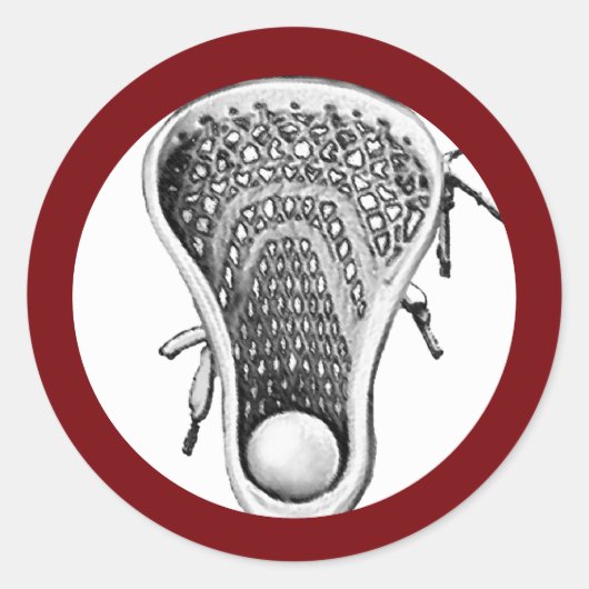 Lacrosse Team Maroon Classic Round Sticker (Voorkant)