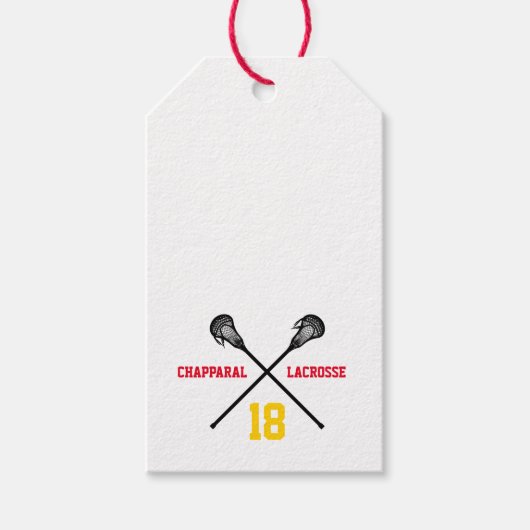Lacrosse Team Naam Kleuren Nummer Sport Cadeaulabel (Voorkant)