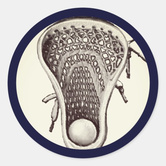 Lacrosse Team Navy-blue Classic Round Sticker (Voorkant)