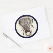 Lacrosse Team Navy-blue Classic Round Sticker (Envelop)