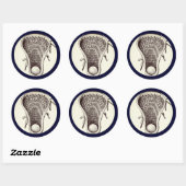 Lacrosse Team Navy-blue Classic Round Sticker (Vel)