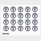 Lacrosse Team Navy Blue Classic Round Sticker (Vel)