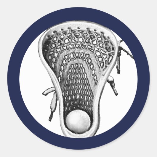 Lacrosse Team Navy Blue Classic Round Sticker (Voorkant)
