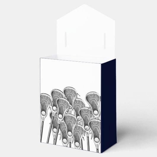 Lacrosse Team Navy Blue Favor Box Bedankdoosjes (Geopend)
