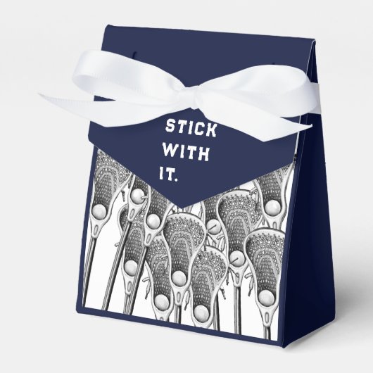 Lacrosse Team Navy Blue Favor Box Bedankdoosjes (Voorkant Zijde)