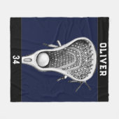 Lacrosse Team Navy Blue Fleece Deken (Voorkant (Horizontaal))