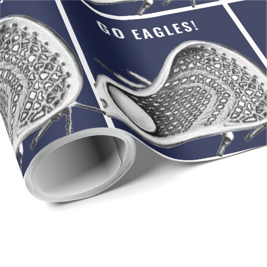 Lacrosse Team Navyblauw Cadeaupapier (Rol Hoek)
