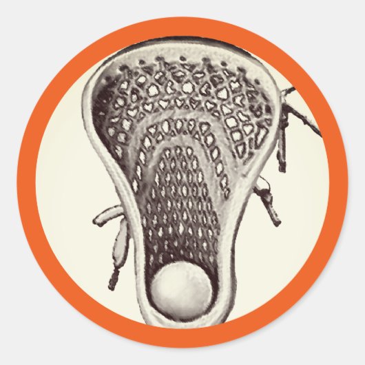 Lacrosse Team Orange Classic Ronde Sticker (Voorkant)