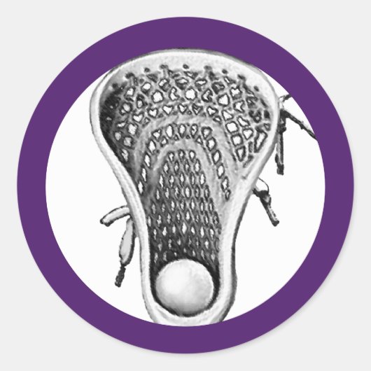 Lacrosse Team Paars Klassieke Sticker (Voorkant)