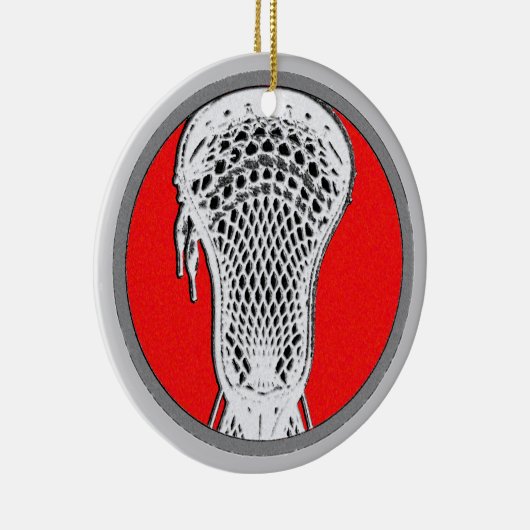 Lacrosse Team Red gepersonaliseerd Keramisch Ornament (Rechts)