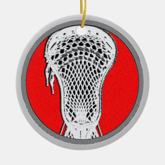 Lacrosse Team Red gepersonaliseerd Keramisch Ornament (Voorkant)