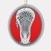 Lacrosse Team Red gepersonaliseerd Keramisch Ornament (Links)