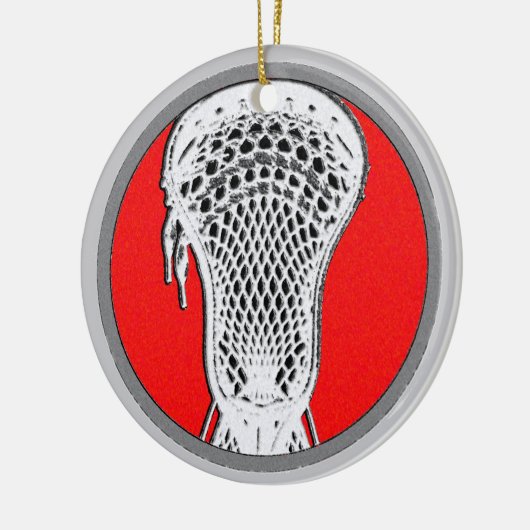 Lacrosse Team Red gepersonaliseerd Keramisch Ornament (Links)
