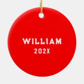 Lacrosse Team Red gepersonaliseerd Keramisch Ornament (Achterkant)