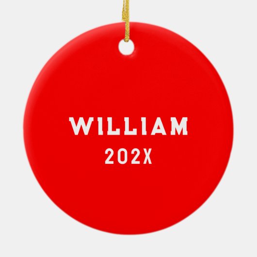 Lacrosse Team Red gepersonaliseerd Keramisch Ornament (Achterkant)