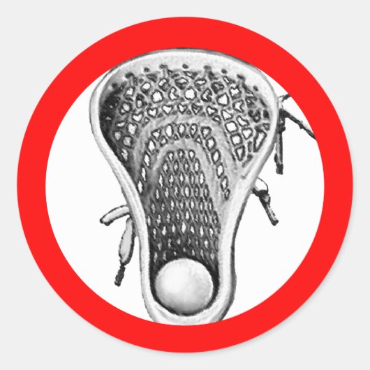 Lacrosse Team Red Klassieke Ronde Sticker (Voorkant)
