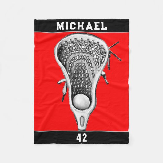 Lacrosse Team Rood Sporten Fleece Deken (Voorkant)