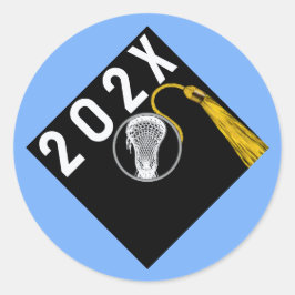 Lacrosse Team Senior Night Light Blue Square Stick Ronde Sticker