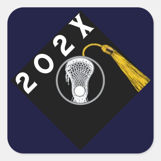 Lacrosse Team Senior Night Nav Blue Square Sticker (Voorkant)