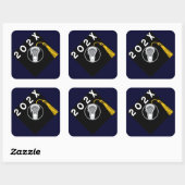 Lacrosse Team Senior Night Nav Blue Square Sticker (Vel)