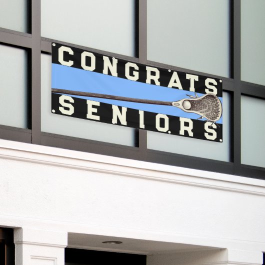 Lacrosse Team Seniors Light Blue Congrants Banner (Buitenkant Gebouw)