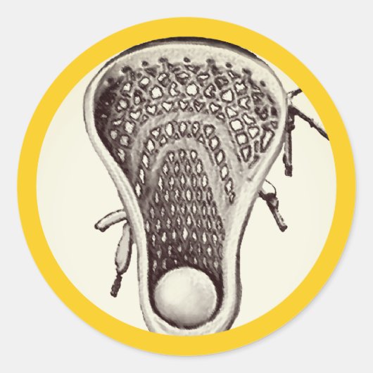 Lacrosse Team Yellow Classic Round Sticker (Voorkant)