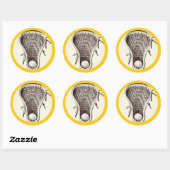 Lacrosse Team Yellow Classic Round Sticker (Vel)