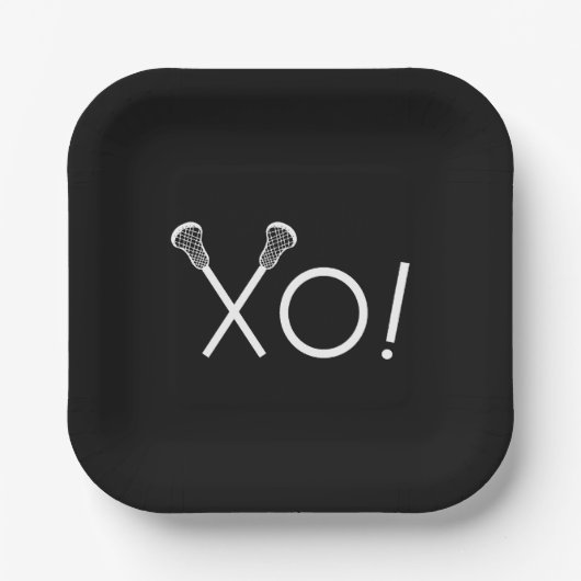 Lacrosse Team Zwart Papieren Bordje (Voorkant)